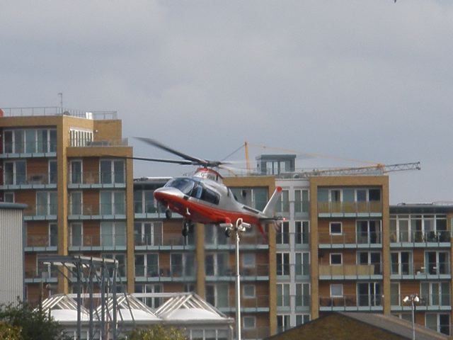Helicopter landing at Battersea Power Station