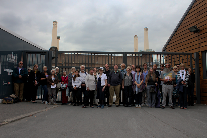 Group photo in front of the Battersea Power Station during the World Monuments Fund Watch Day 2014